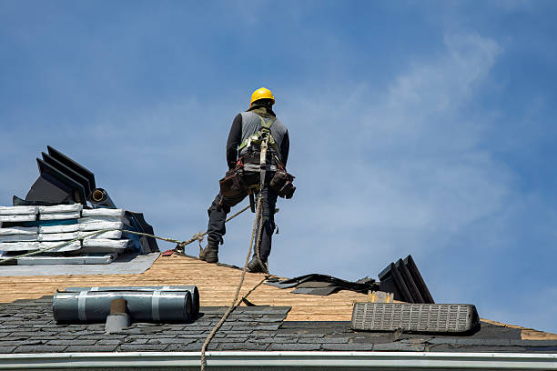 Professional Gutter Installation technician working in Rayland, OH